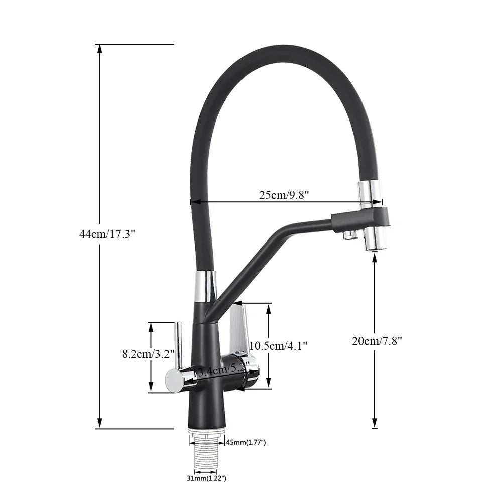 Decorbites™ Zweispülfilter-Mischbatterie mit 360° Drehung für Wasserreinigung Küchenarmatur