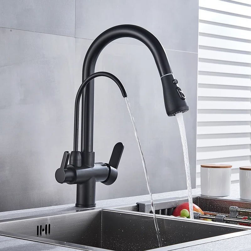 Decorbites™ Zweihand-Wasserfilter-Küchenarmatur für rotierende Wasserreinigung.