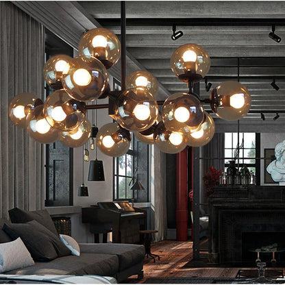 DecorBites™ Glass Ball Pendant Lamp: Modern Industrial Loft Iron Luminaria Light
