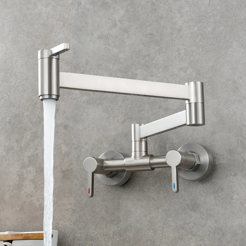 DecorBites™ Black Brass Pot Filler Tap, Foldable Kitchen Faucet with Rotate Spout