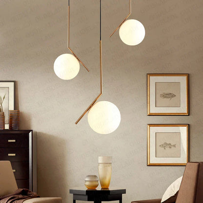 DecorBites™ Glass Ball Pendant Lampshade - High Quality Milky Glass Ball Design
