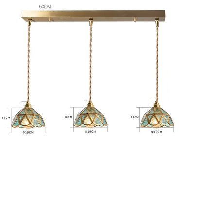 Decorbites™ Japanisches Vintage-Glas-Kupfer-LED-Pendant-Lampenleuchte für Schlafzimmer, Bar, Café