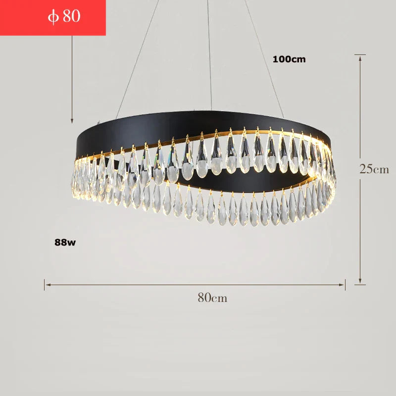 DecorBites™ Crystal Stainless Steel LED Chandelier for Foyer