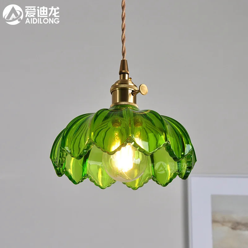 Decorbites™ Grüne Glas-Hängeleuchte - Kupfer Nordische Moderne Pendelleuchten für Schlafzimmer, Bar, Restaurant