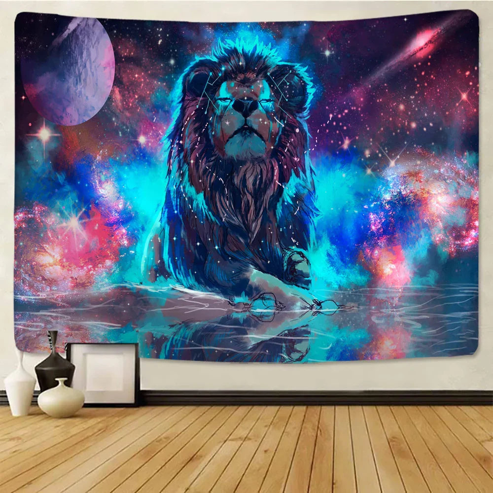 Decorbites™ Löwentapisserie Afrikanische Graslandtiere Cartoon Wandhänge-Decke