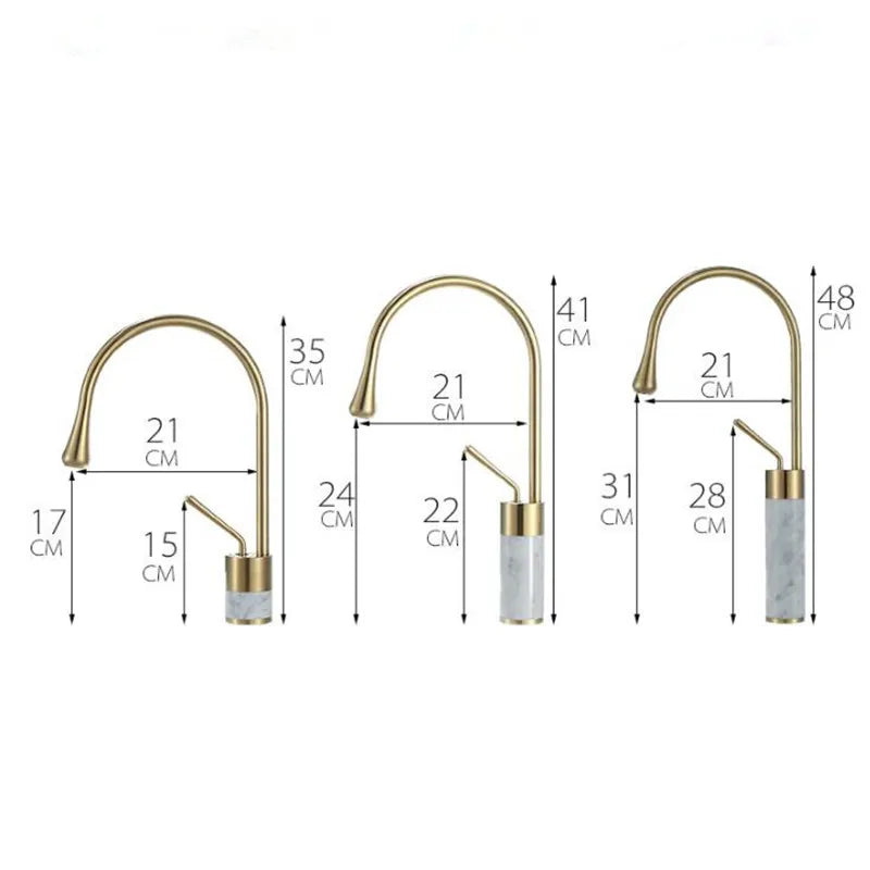 Gold Marble Basin Faucet Tall Style
