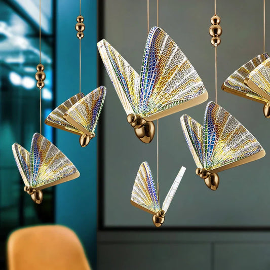 DecorBites™ LED Butterfly Pendant Light for Living Room Chandelier - Colorful Acrylic Insect Fixture