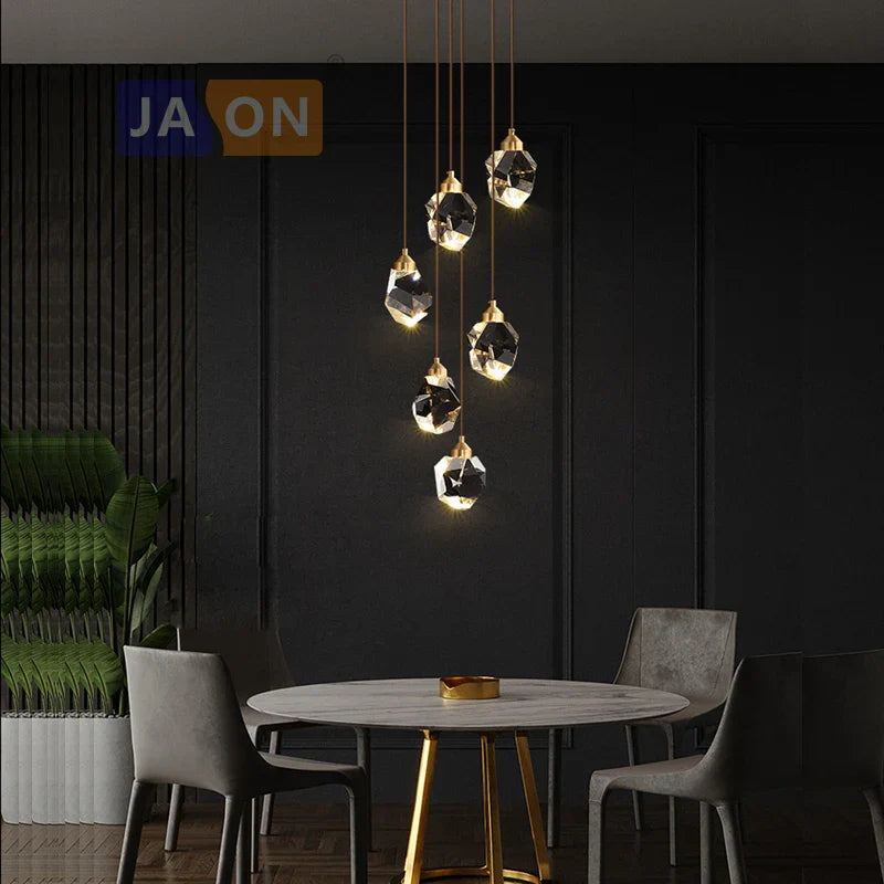 DecorBites™ Crystal Copper Chandelier Lighting for Dinning Room