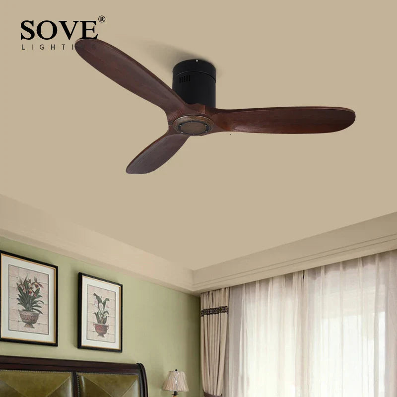 Decorbites™ 48" Deckenventilator aus braunem Holz mit Licht, Fernbedienung, Vintage-Retro-Stil