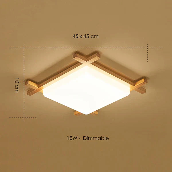 Wood Square Ceiling Light Flush Mount Design