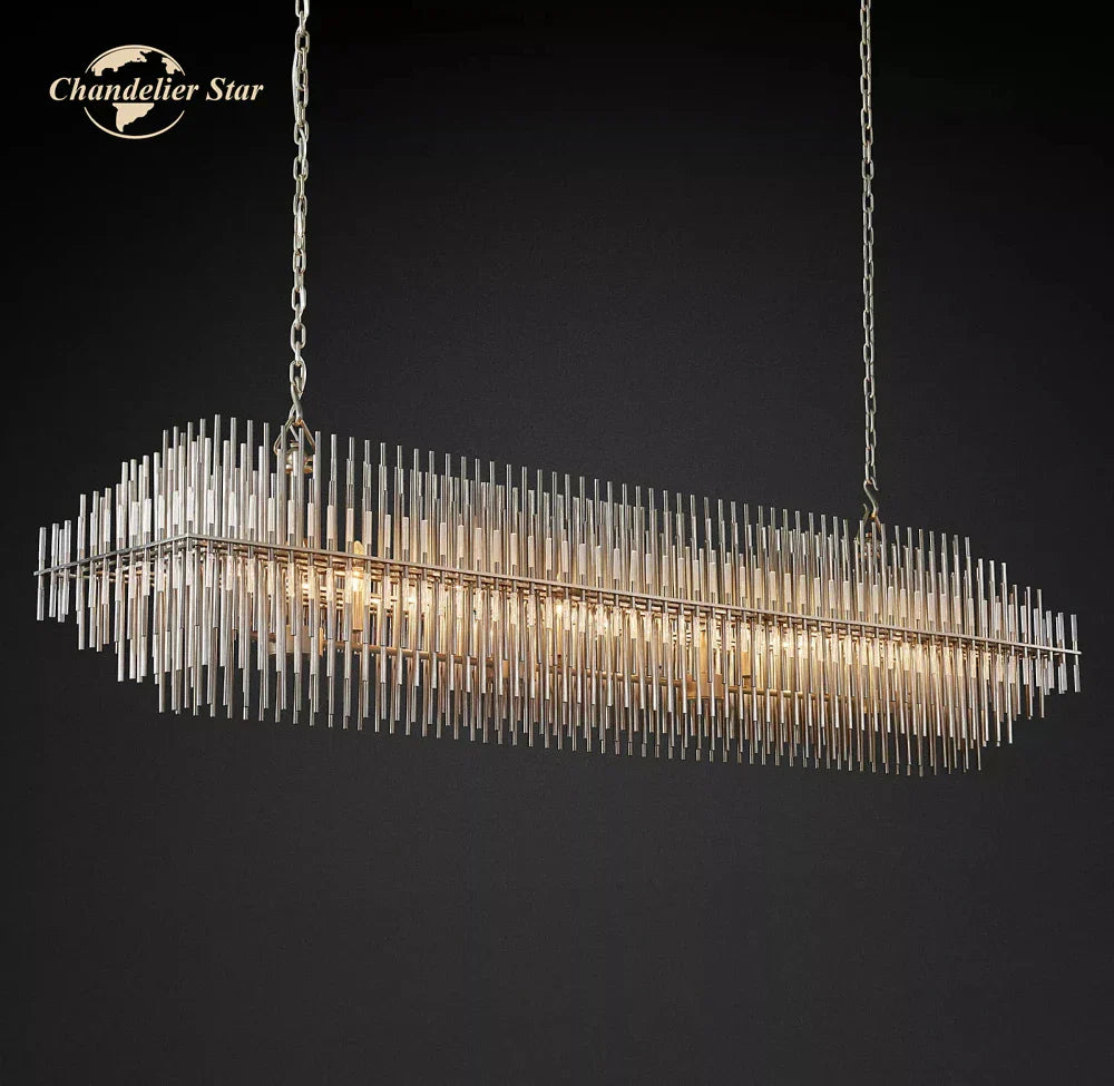 LED Modern Dining Chandelier Brass 6-Light L137cm