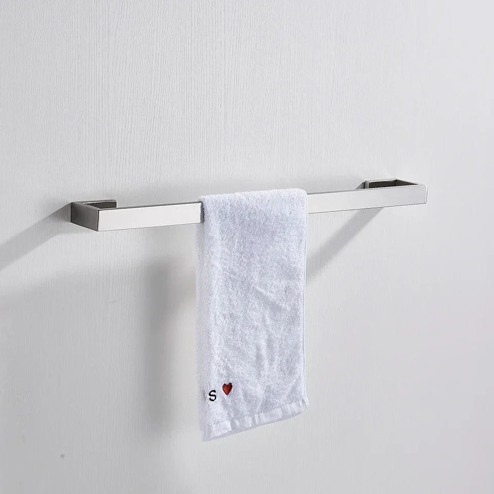 Decorbites™ Gebürstetes Badezimmereinrichtungs-Set: Bademantel-Haken, Handtuchhalter, Regal, Toilettenpapierhalter, Zahnbürstenständer