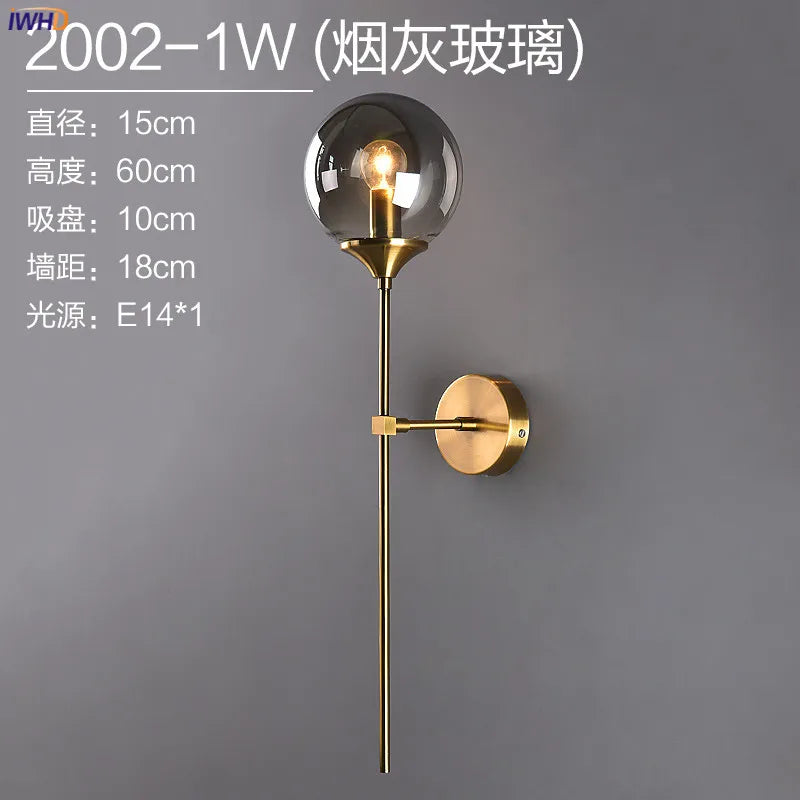 DecorBites™ Glass Ball LED Wall Lamp for Nordic Modern Bedroom Lighting