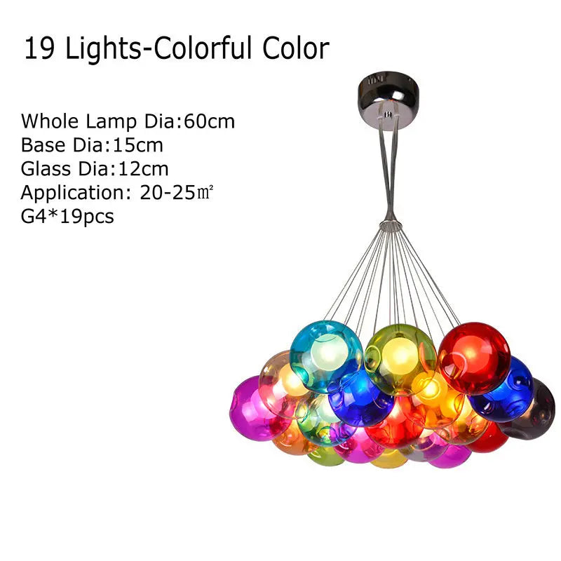 Decorbites™ Klar-Glas-Lüster mit bunten Wandlampen, LED-Hängeleuchte für Wohnzimmer und Kinderzimmer