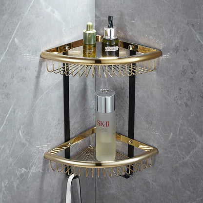 Decorbites™ Gold & Schwarz Eckregal: Messing-Badregale für stilvollen Stauraum