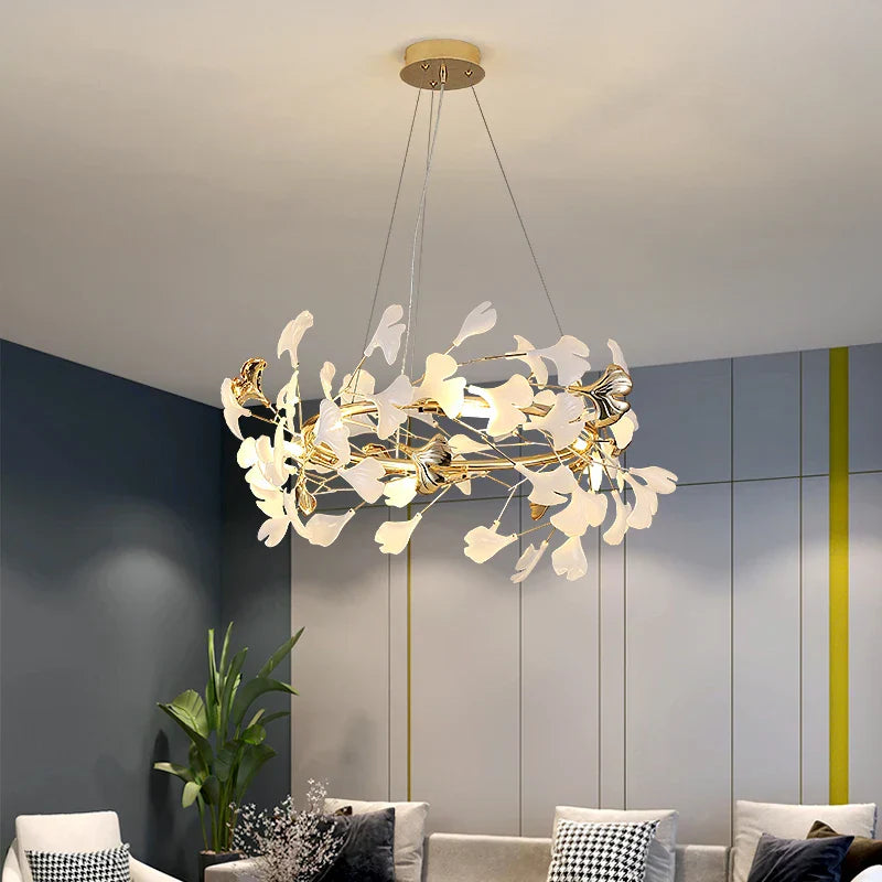 DecorBites™ Ginkgo Ceramic Chandelier: Luxury Pendant Lights for Dining & Living Room