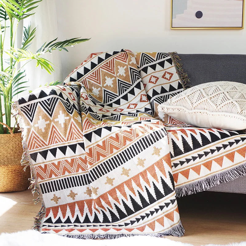 DecorBites™ Knitted Nordic Plaid Blanket - Cozy Home Decor and Sofa Cover