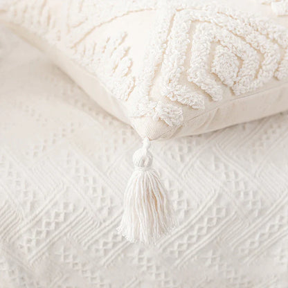 DecorBites™ Ivory Cotton Loop Tufted Cushion Cover for Home Decoration