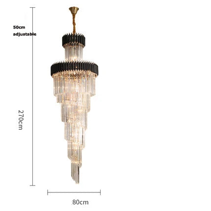 Decorbites™ Kristall-Schwarz-Klar-LED-Kronleuchter-Beleuchtung für Treppenhaus und Eingangshalle