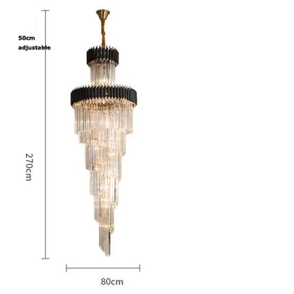 Decorbites™ Kristall-Schwarz-Klar-LED-Kronleuchter-Beleuchtung für Treppenhaus und Eingangshalle