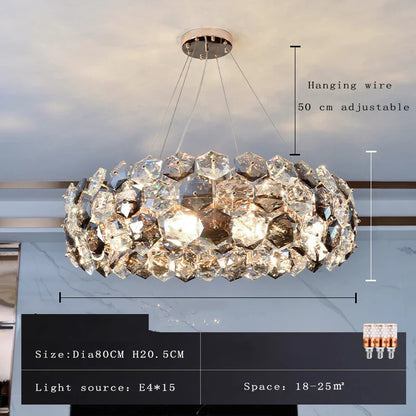 DecorBites™ Crystal Wrought Iron Chandelier: Creative Dining & Living Room Suspension Light