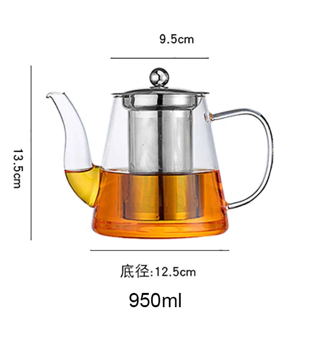 Decorbites™ Glas-Teekanne mit Infuser: Gefilterte Teekanne für Oolong, Puer, Kaffee und Blumentee
