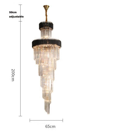 Decorbites™ Kristall-Schwarz-Klar-LED-Kronleuchter-Beleuchtung für Treppenhaus und Eingangshalle
