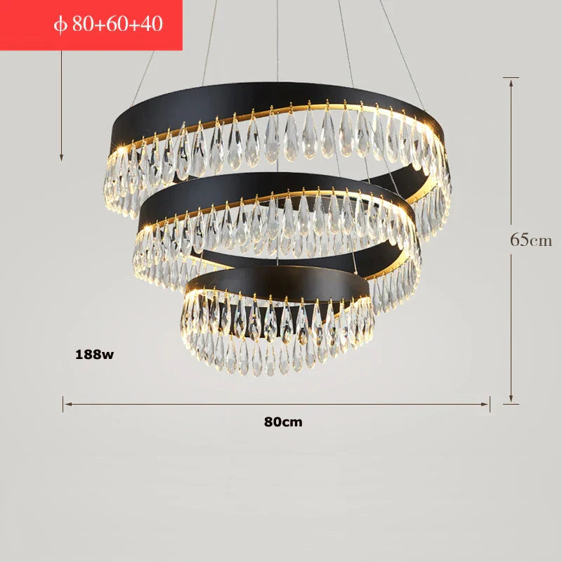 DecorBites™ Crystal Stainless Steel LED Chandelier for Foyer