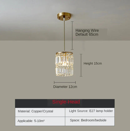 DecorBites™ Crystal Copper LED Chandelier Pendant Light Modern Luxury Ceiling Lamp