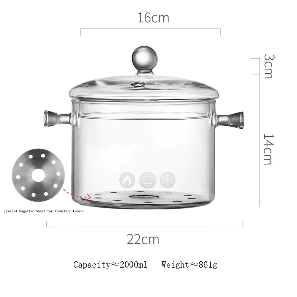 Decorbites™ Glas-Kochtopf – Hitzebeständiger Herdtopf zum Kochen von Wasser, Nudeln und Suppenzubereitung
