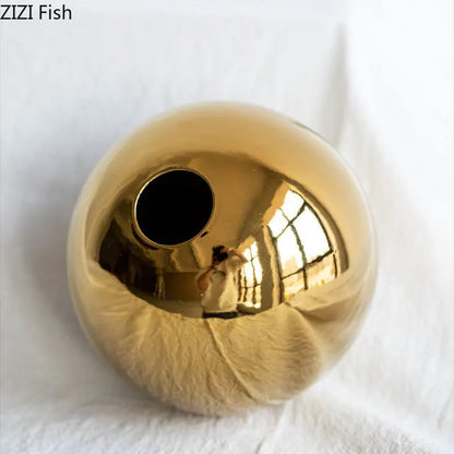 Decorbites™ Goldener Ball Keramik Vase Wohnraumdekoration Handwerk Blumentopf Kunst Hydroponische Ornament Geschenk