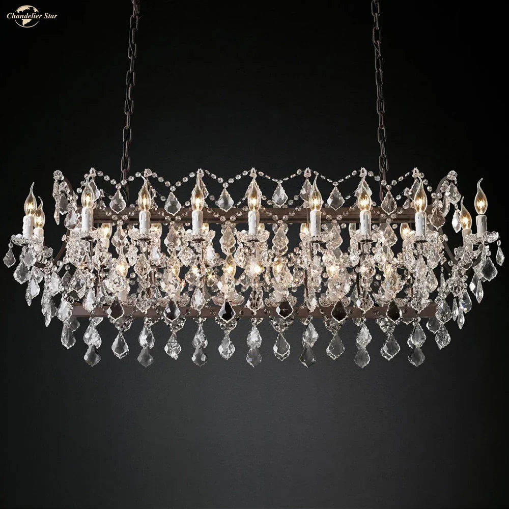 DecorBites™ Iron Crystal LED Chandelier: 19th Century Style Kitchen Pendant Light