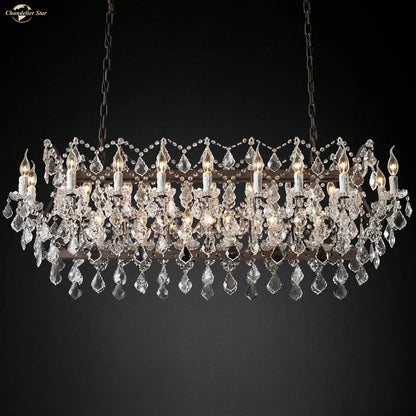 DecorBites™ Iron Crystal LED Chandelier: 19th Century Style Kitchen Pendant Light