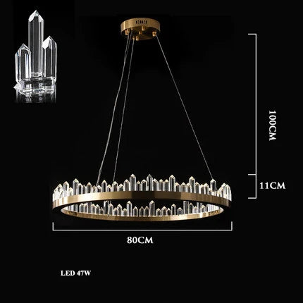 Gold Crystal Dining Chandelier Rectangle 100cm