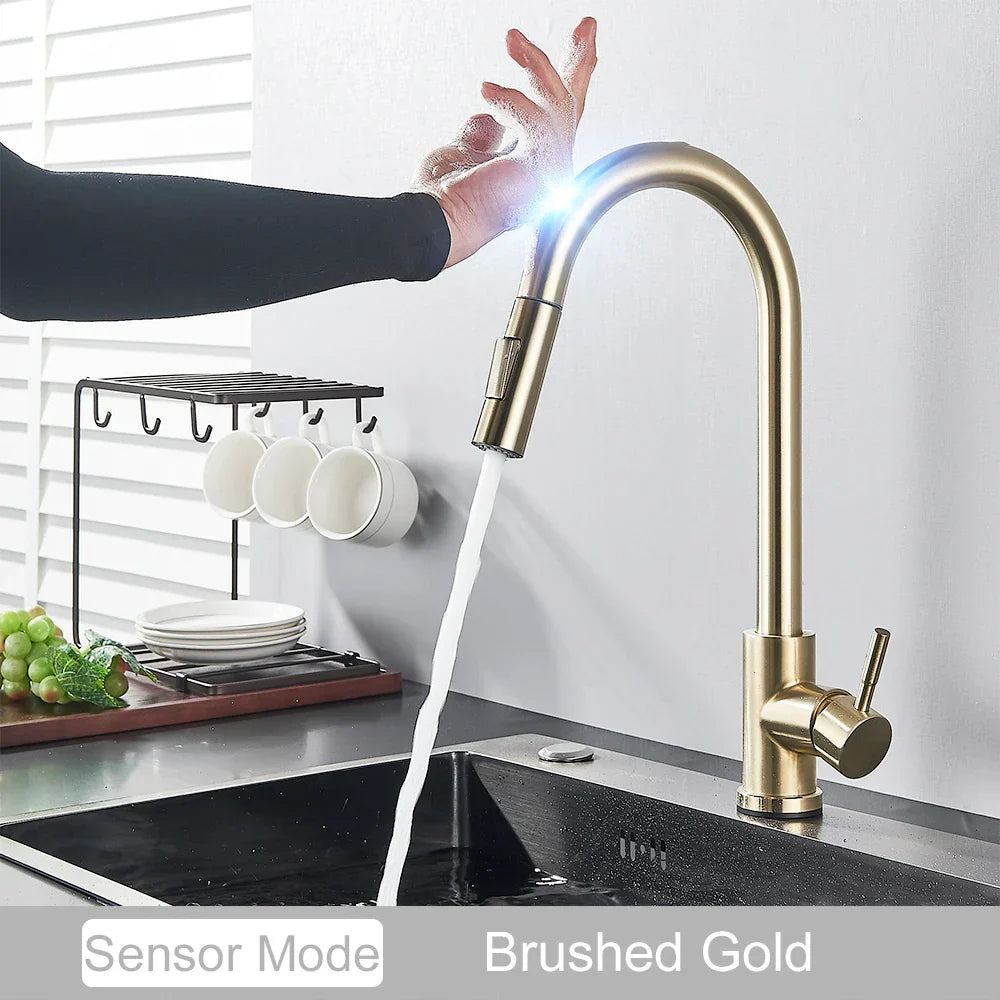DecorBites™ Gold Kitchen Faucet with Touch Sensor Control for Sensitive Mixer Experience