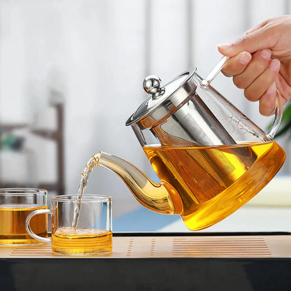 Decorbites™ Glas-Teekanne mit Infuser: Gefilterte Teekanne für Oolong, Puer, Kaffee und Blumentee