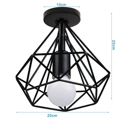 DecorBites™ Iron Cage Ceiling Light Fixture Retro Nordic Design Home Kitchen Lamp