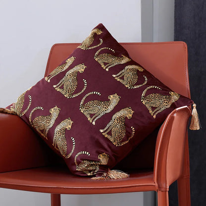 Decorbites™ Leopard Gepard Wildtiere Tiere Print Fransen Dekokissenbezug – Couch Sofa