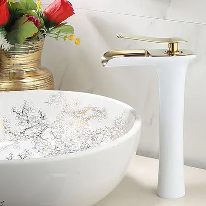 DecorBites™ Grey Waterfall Brass Basin Faucet - Hot Cold Mixer Tap for Bathroom Sink