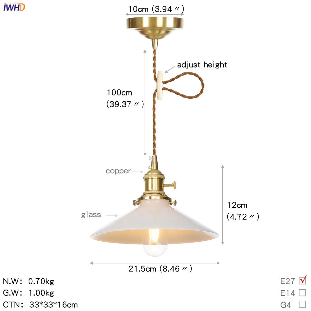 DecorBites™ Glass Copper LED Pendant Light for Kitchen Cafe Living Room