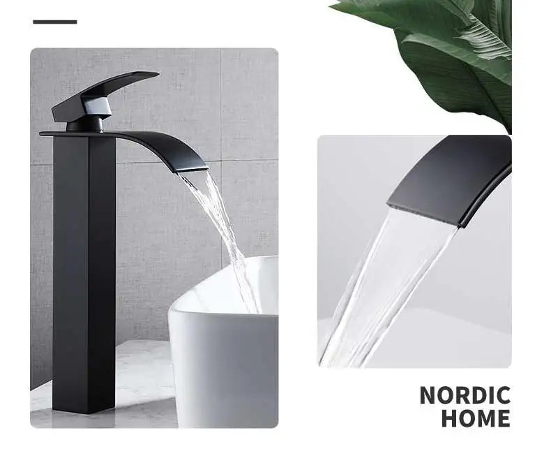 Gold Black Waterfall Faucet