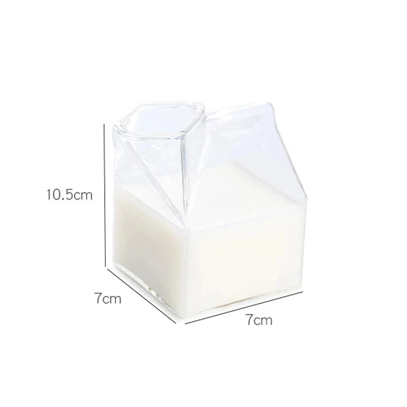 Decorbites™ Kreative Milchbox-Glasbecher - 250 ml | Süßes transparentes Trinkgeschirr für Saft und Kaffee