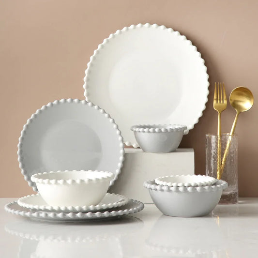 Decorbites™ Herzförmiges Perlmutt-Essbesteck-Set - Elegantes Porzellan-Tafelgeschirr für Salat, Suppe, Steak