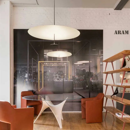 Postmodern Saucer Metal Pendant Light in White or Black