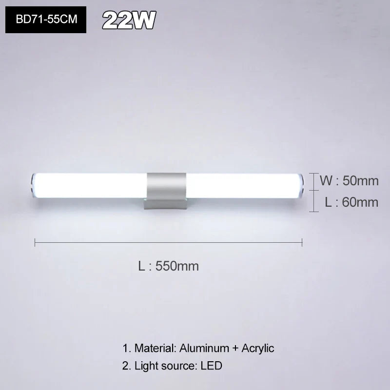 Decorbites™ LED-Acrylic-Wandleuchte für Badezimmer & Schlafzimmer, modernes Minimaldesign, antiebdunstende Sconces