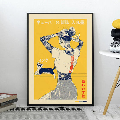 Decorbites™ Japanisches Katzenplakat Vintage-Leinwanddruck für Retro-Wandkunst im modernen Zuhause
