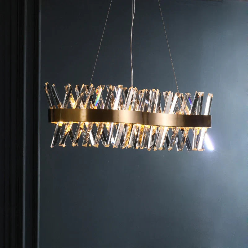 Gold Crystal Dining Chandelier Radiant 120cm