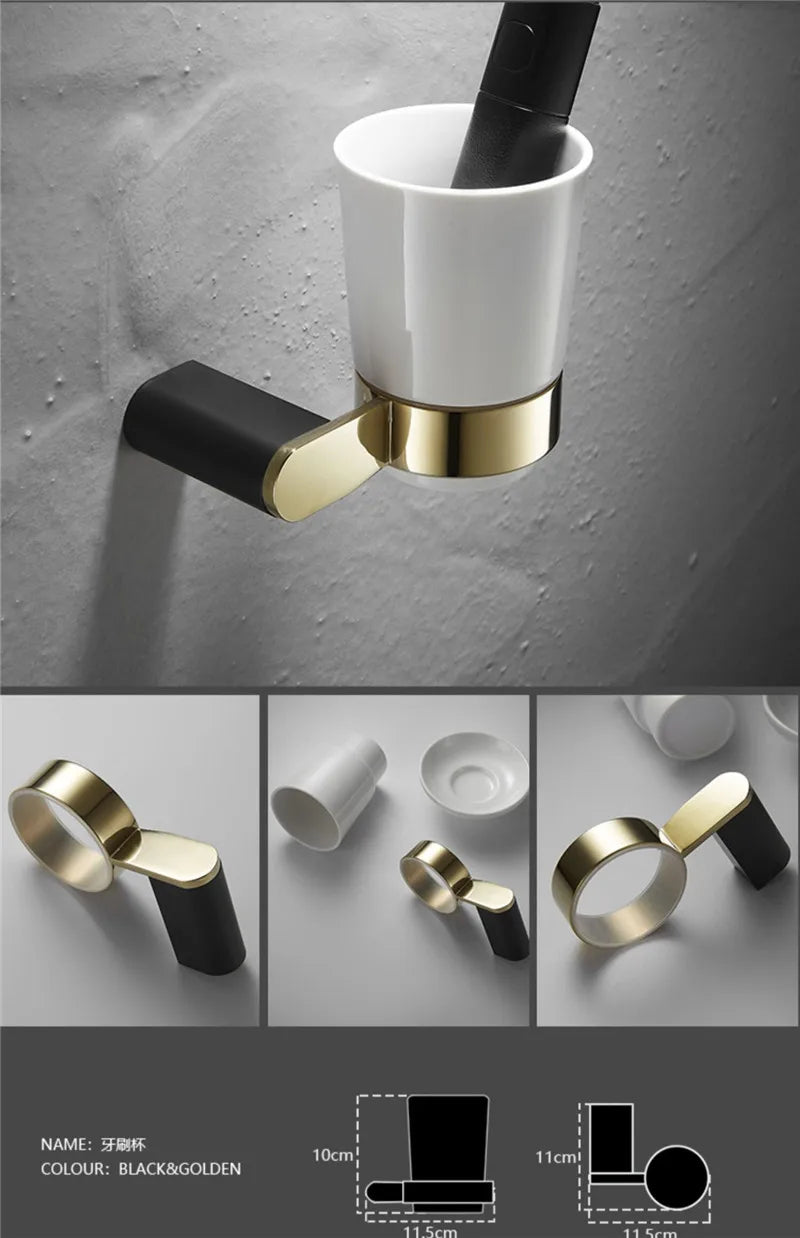 Gold Black Bathroom Set