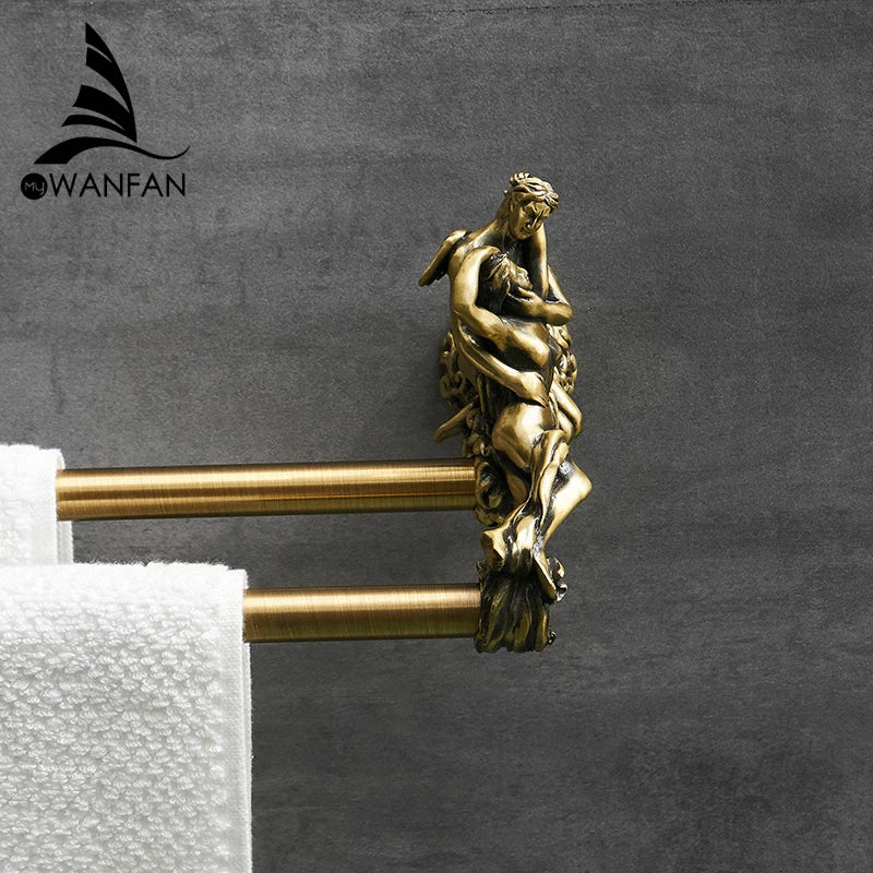 Decorbites™ Doppeltuchstangen: Gold/Silber Badezimmertuchhalter, Wandmontiert Messing