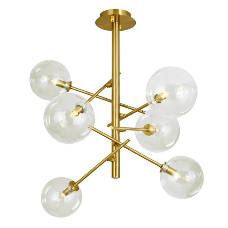 DecorBites™ Glass Ball Iron Chandelier for Home Hotel Villa Living Room